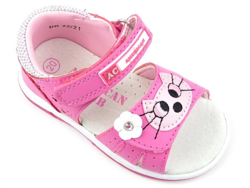 Dětské sandály s koťátkem - American Club DR 22/21(22) 29/22, tmavě růžové