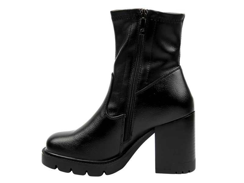 Dámské kotníkové boty na podpatku černé Potocki 25-12419