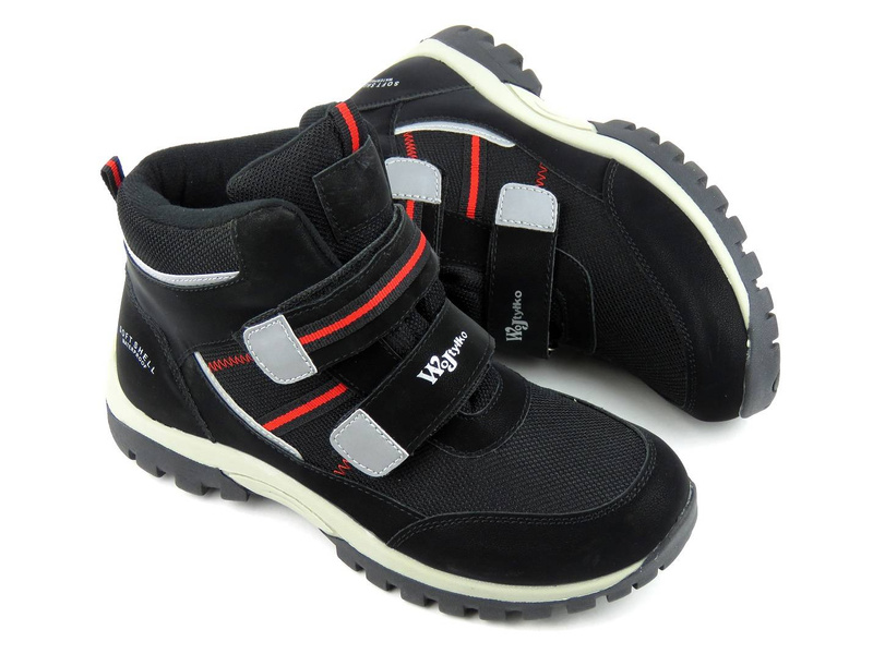 Trekingové boty, dětské zimní boty - WOJTYŁKO 21040 Softshell, černá