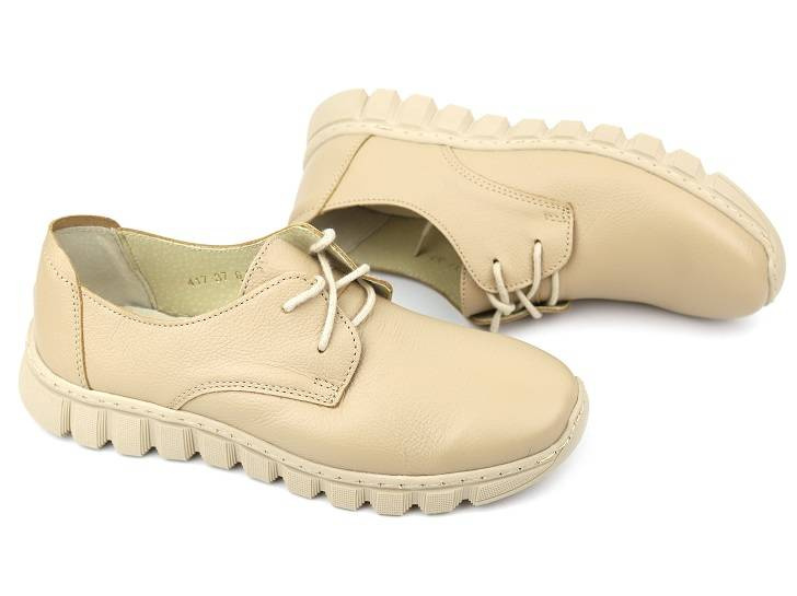 Lehké pohodlné dámské kožené boty - Helios Komfort 417, světle béžová