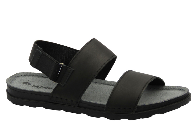 Pánské kožené sandály na suchý zip černé INBLU CR-4AU