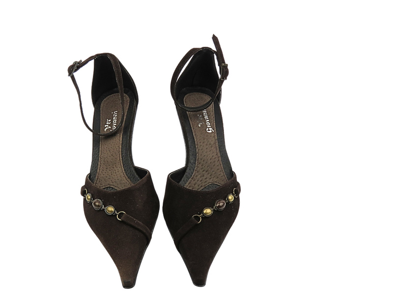 Lodičky na jehlovém podpatku hnědé s nastavitelným páskem Ver Giovanni 512/6/F2