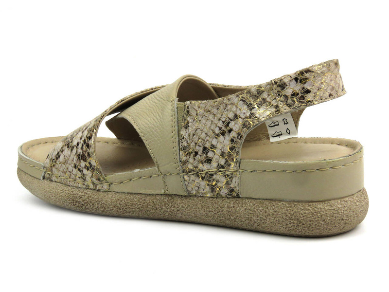 Wygodne sandały damskie polskiej produkcji - Helios Komfort 246, beżowe