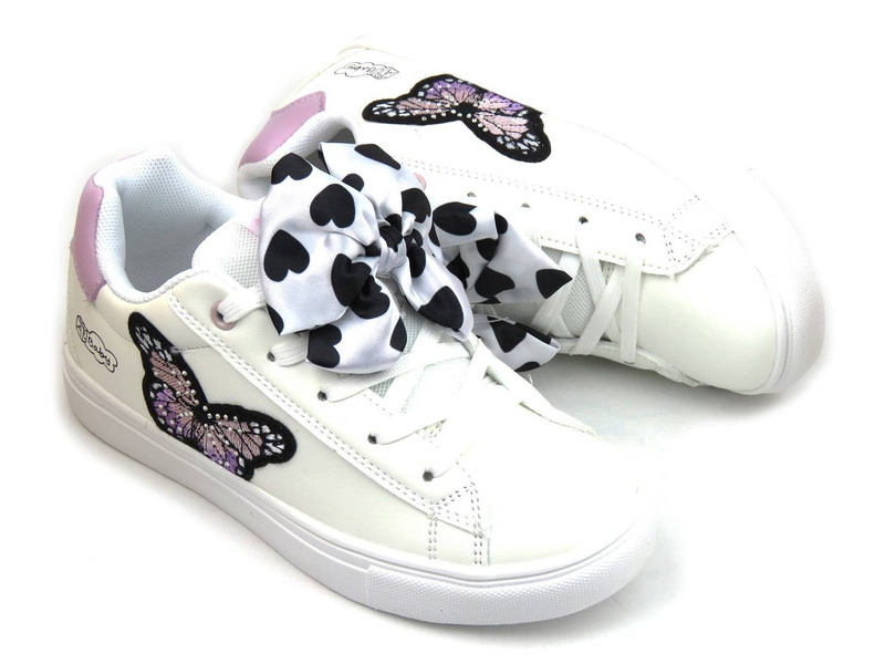 Dětská sportovní obuv s mašlí a motýlem - American Club ES 64/22, bílá