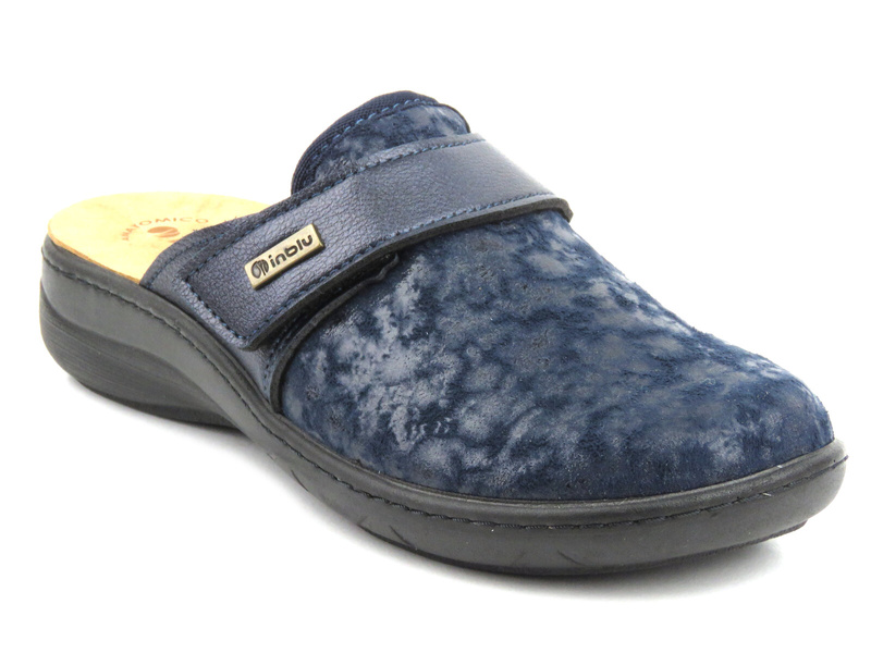 Dámské pantofle s koženou vsadkou - INBLU PB-22, tmavě modrá