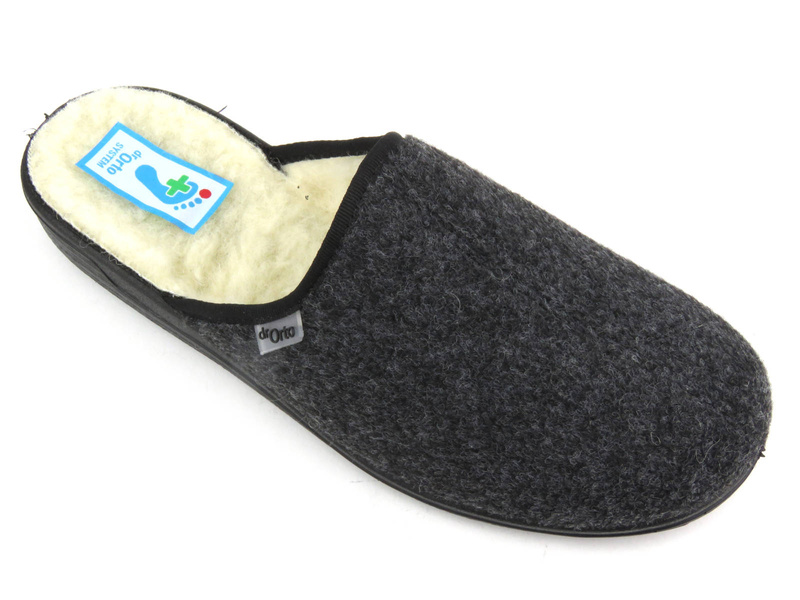 Pánské plstěné pantofle s vlnou - Dr Orto 000M326, šedé