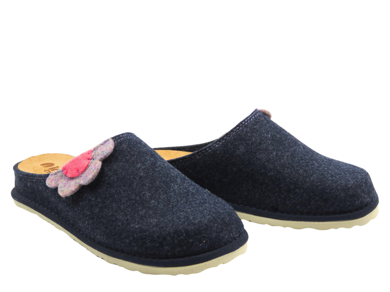 Dámské filcové bačkory s koženou stélkou – Inblu CS-43, tmavě modré