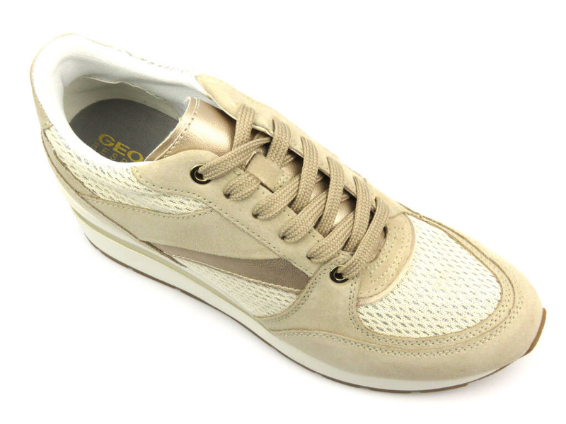 Dámské tenisky z přírodní kůže - GEOX Respira D368LA, béžová barva