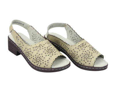 Dámské sandály z přírodní kůže - Sokolski H-25, béžová