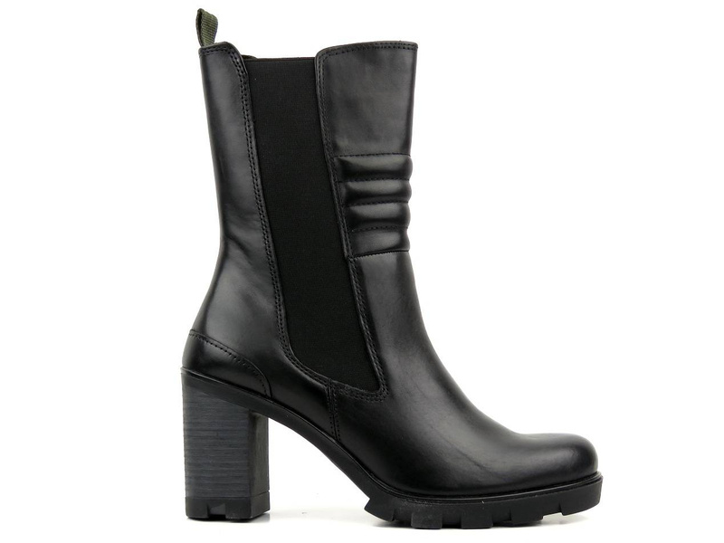 Vysoké, kožené dámské kotníkové boty - MARCO TOZZI 25446, černé