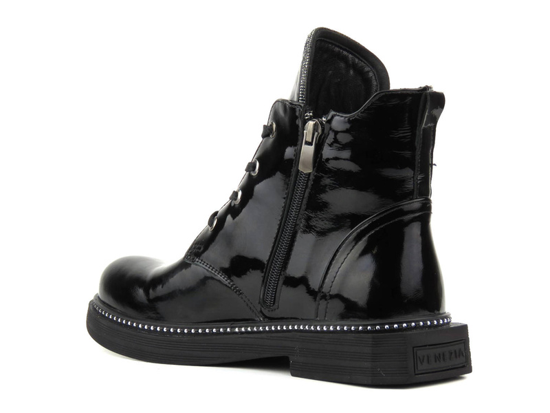 Dámské kotníkové boty z lakované kůže - VENEZIA 03-VAN, černá