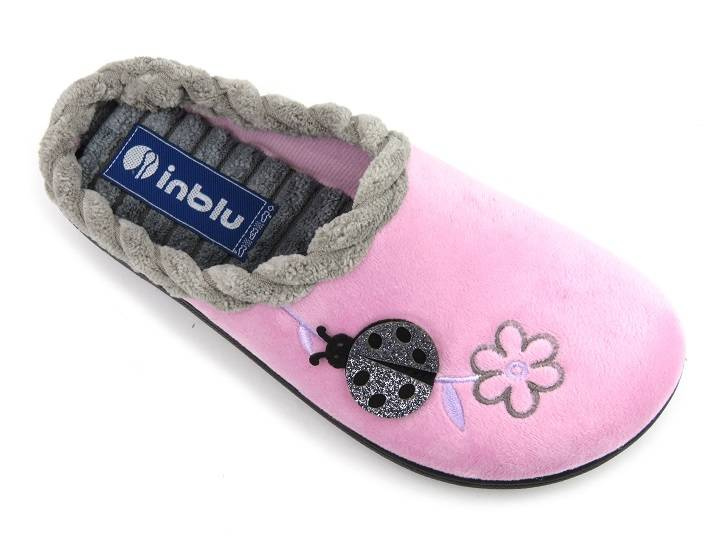 Dámské pantofle s jemně masírující vložkou - INBLU EC-84, růžové s beruškou