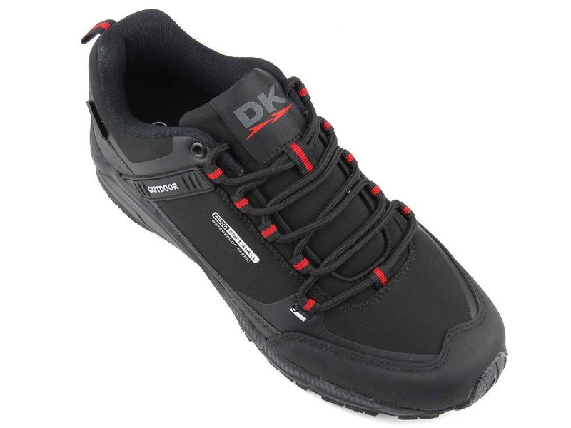 Nízké pánské trekingové kalhoty z materiálu SOFTSHELL - DK 1096, černá s červenou