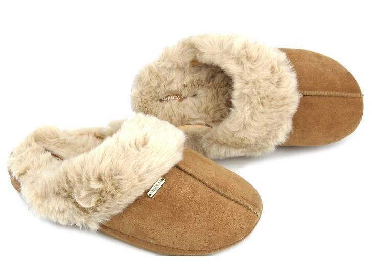 Měkké dámské pantofle s kožíškem - americké SL 04/23, béžové
