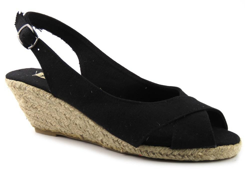 Dámské sandály, espadrilky na klínku - American Club OSE10-231, černé