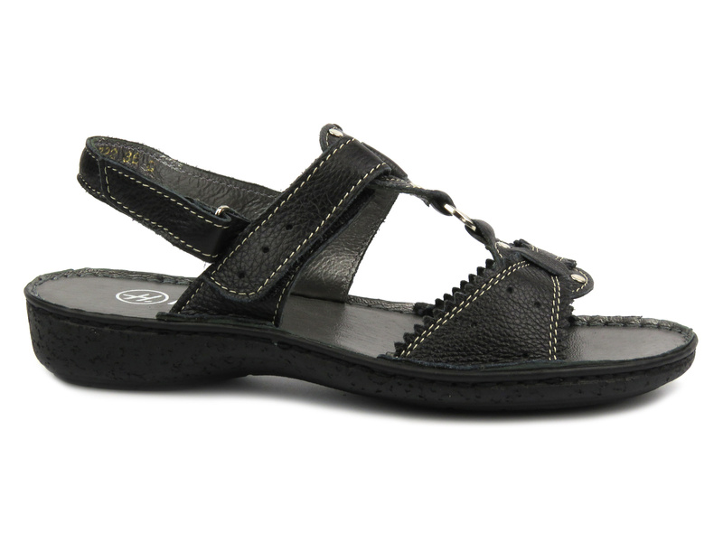 Dámské sandály z přírodní kůže - Helios 722, černé