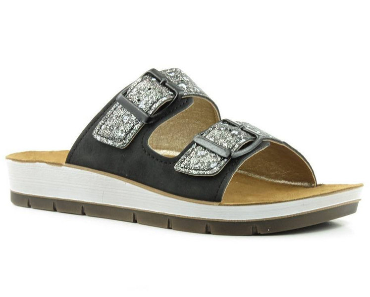 Dámské žabky se vzorovanými proužky - INBLU CP-10, černé