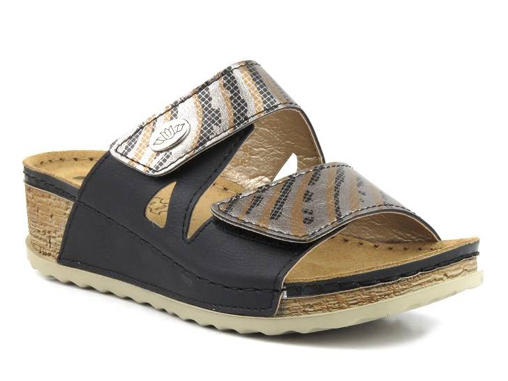 Dámské žabky s pásky na suchý zip - INBLU NV-02, černé