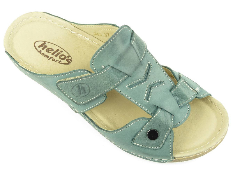 HELIOS 243 dámské žabky, zapínání na suchý zip, zelené