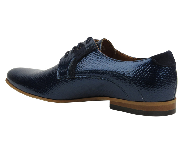 Kožená pánská společenská obuv - CONHPOL 4934, tmavě modrá