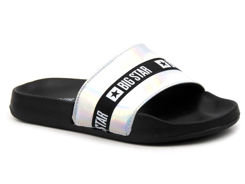 Dámské žabky s lesklým holo-páskem - BIG STAR GG274A005, stříbrná