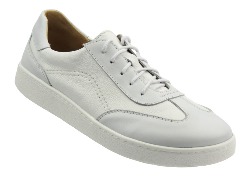 Pánské bílé kožené barefoot minimalistické polobotky Helios Komfort 830