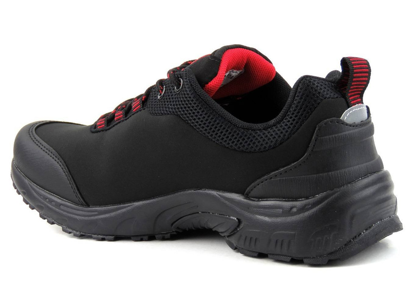 Pánské softshellové trekingové kalhoty - AMERICAN CLUB WT47/21(22), černo-červené