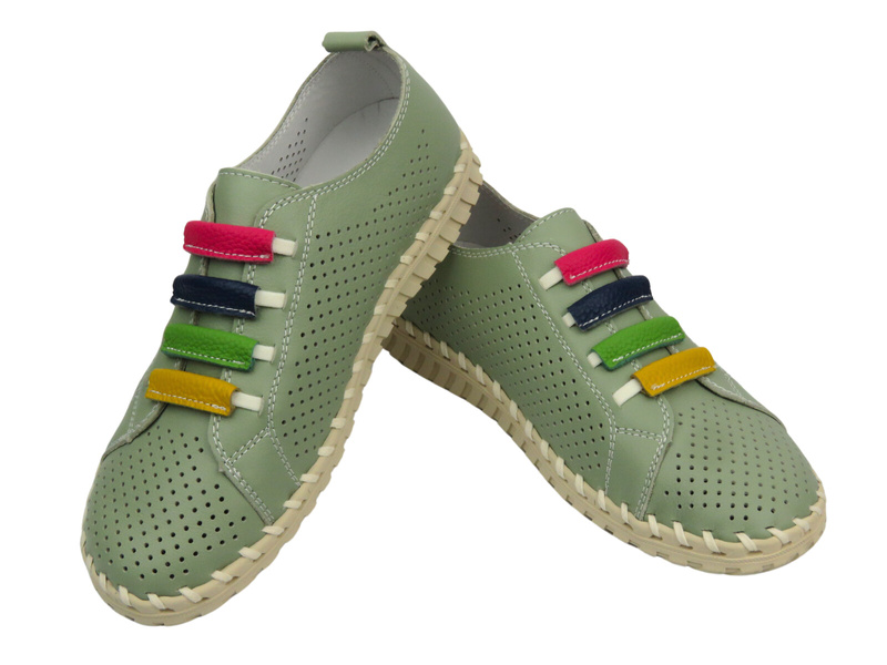 Dámské kožené polobotky - Nika Komfort H-260, zelené