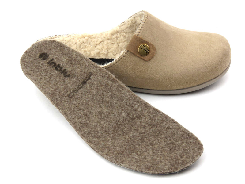 Teplé dámské pantofle s vyjímatelnou vložkou - INBLU GF-11, béžové