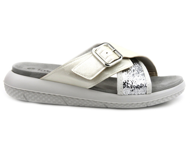 Pohodlné dámské žabky se zlatou přezkou - Inblu TT-21, bílá