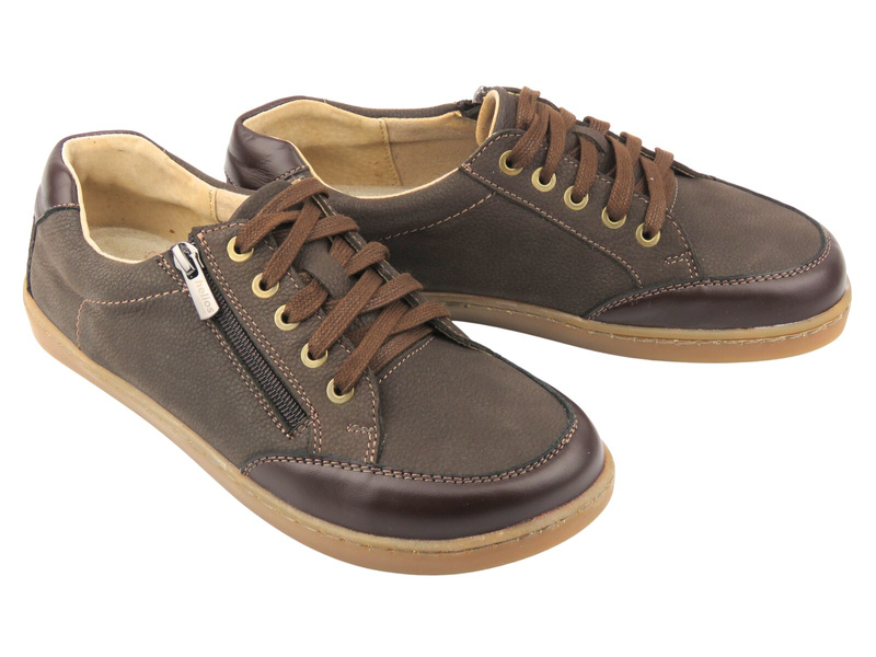 Barefoot kožené minimalistické dámské polobotky Helios Komfort 470, tmavě hnědé