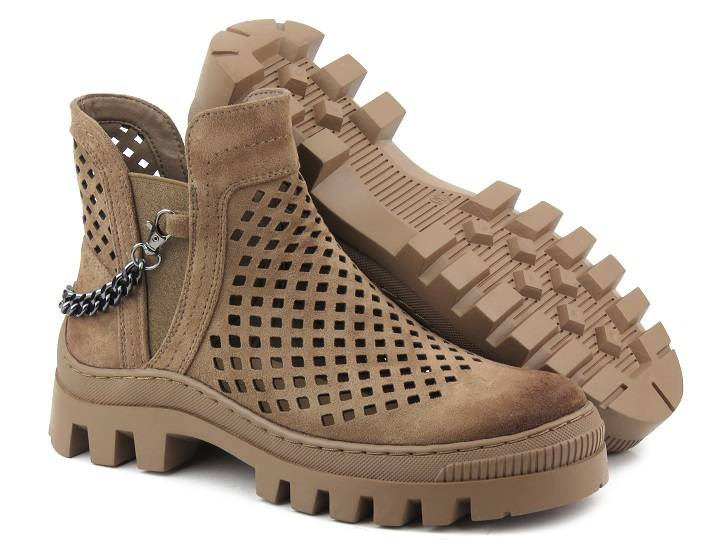 Dámské jarní, prolamované pracovní boty - Potocki 23-12028BR, hnědé