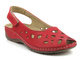 Dámské kožené sandály s výřezy - HELIOS Komfort 4027, červené