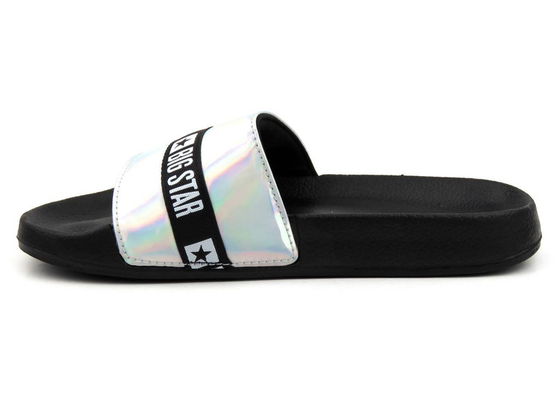 Dámské žabky s lesklým holo-páskem - BIG STAR GG274A005, stříbrná