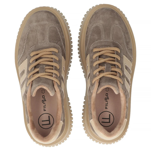 Dámské kožené polobotky na platformě – Filippo DP7111/25, taupe