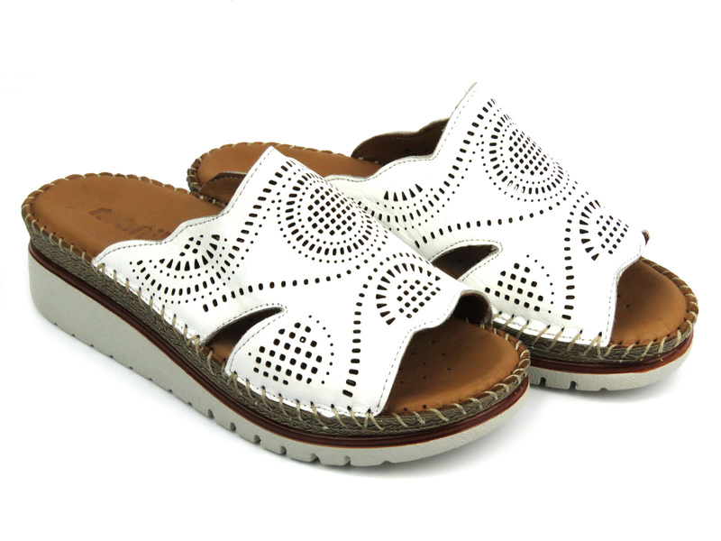 Dámské kožené žabky - Manitu 900119-03, bílá