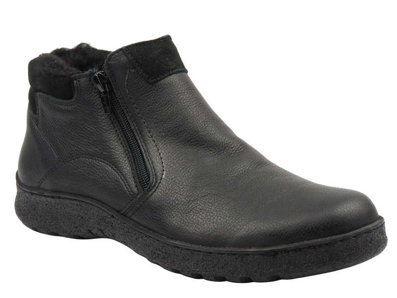 Teplé, pohodlné pánské kotníkové boty polské značky Helios 827, černé