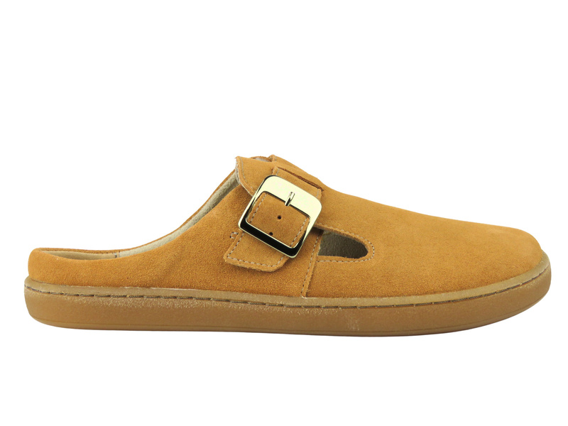 Barefoot semišové minimalistické dámské nazouváky Nika Komfort 1471, camel