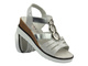 Kožené dámské sandály na jemném klínku - Nika Komfort L25-619, stříbrné