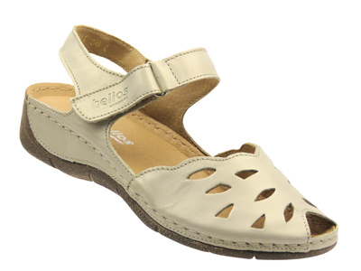 Dámské sandály s děrovaným svrškem zlaté Helios Komfort 4011