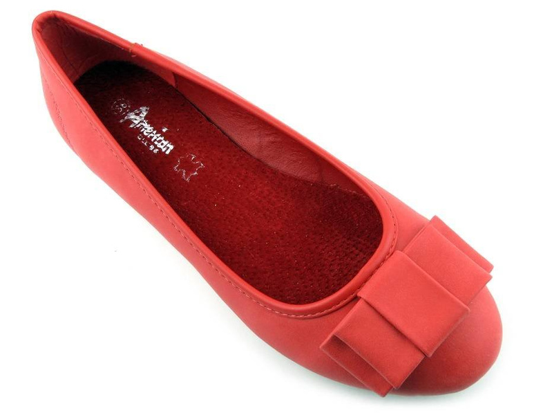 Dámské balerínky s mašlí - AMERICAN CLUB GDS120703-1-1, červené