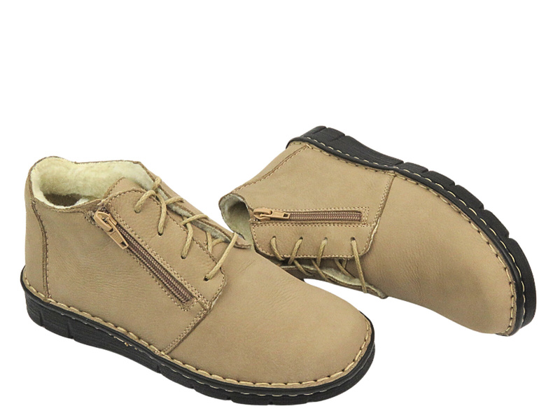 Pohodlné dámské boty z měkké kůže - Best-But 1388, béžová