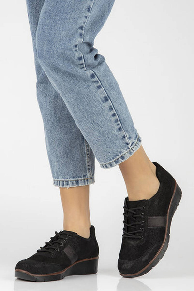 Dámské kožené boty na platformě - Filippo DP028/23, černé