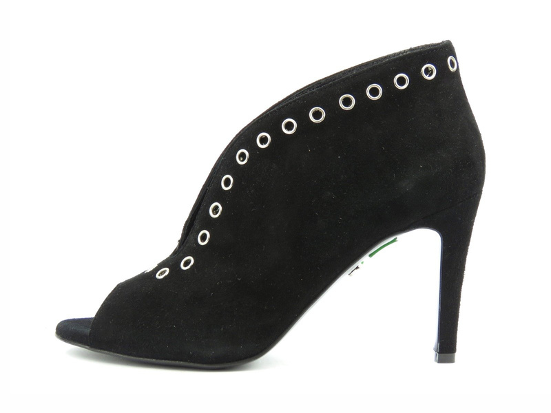 Jarní dámské kotníkové boty na vysokém podpatku - Conhpol Bis 3937, černé