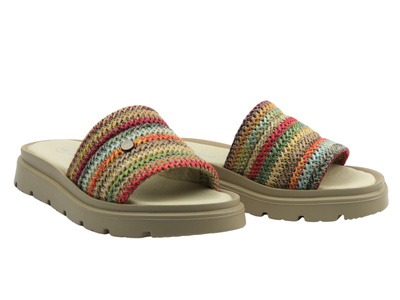 Kožené dámské pantofle vícebarevné Helios Komfort 156