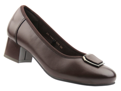 Elegantní kožené dámské lodičky Cambell 26-19413, hnědé