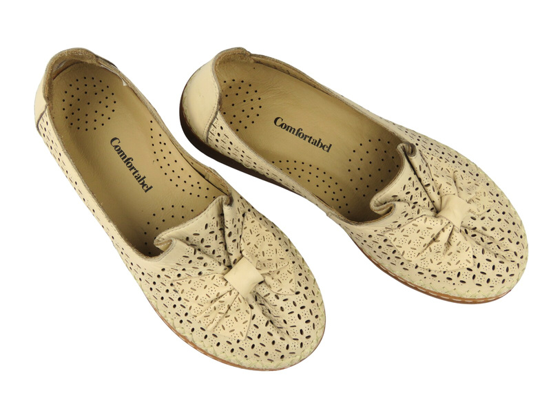 Pohodlné dámské polobotky Comfortabel 830046-08 béžové – na haluxy, zvýšená šířka H