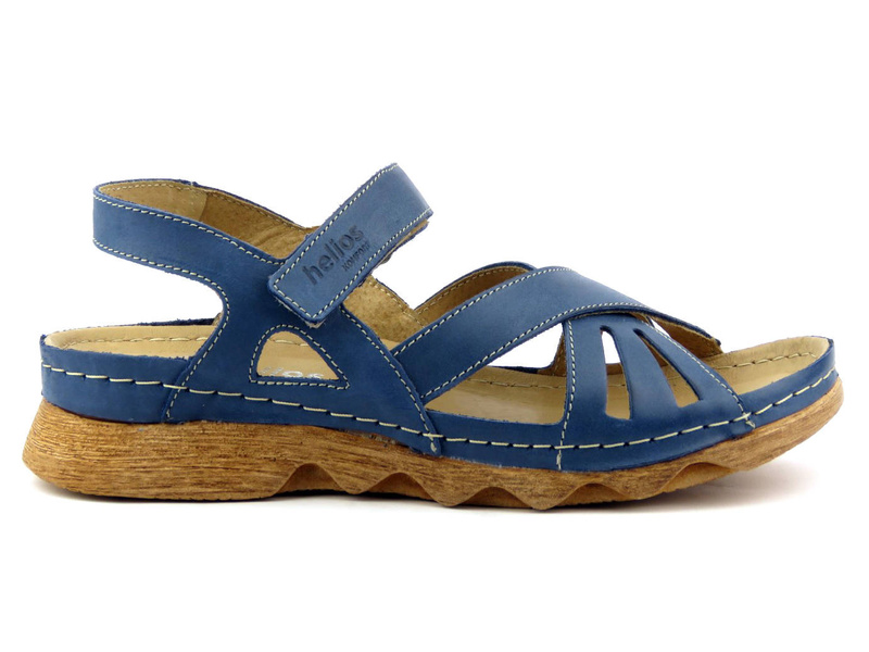 Dámské sandály s dřevěnou podrážkou - HELIOS Komfort 256, tmavě modrá