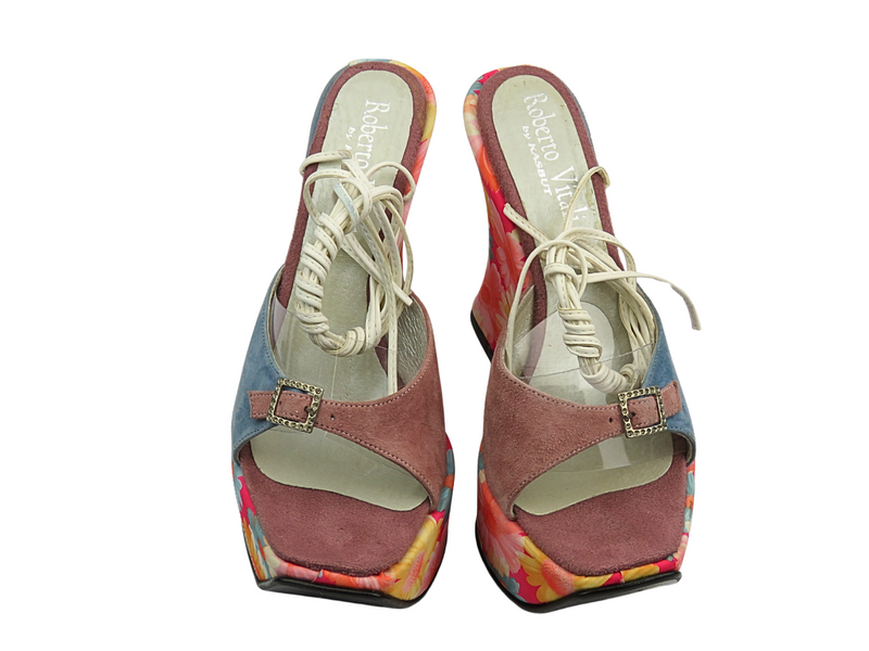 Dámské sandály na klínku modré Roberto Vitali 332P52