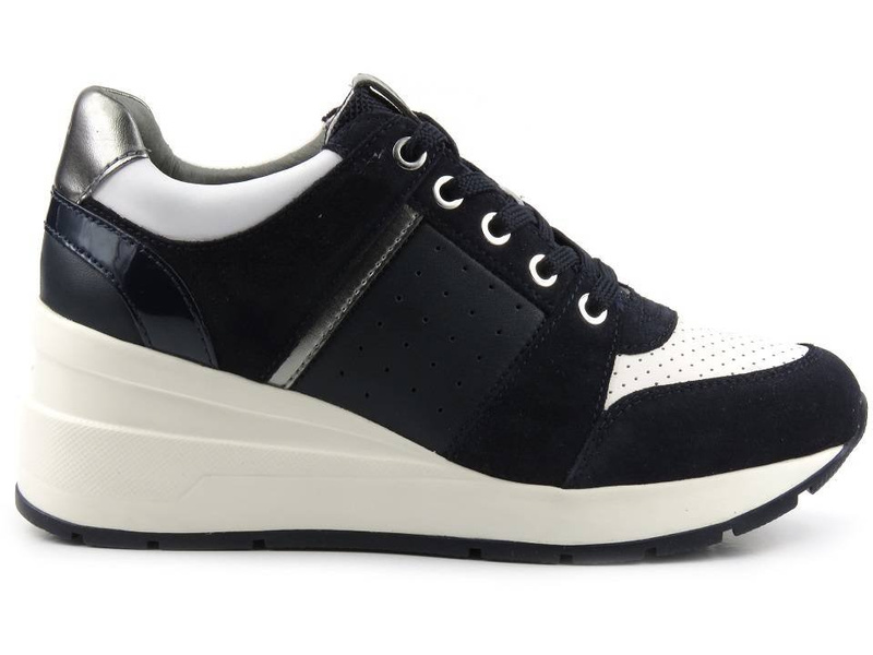 Dámské bílé tenisky na klínku - Geox Respira D158LA, tmavě modrá